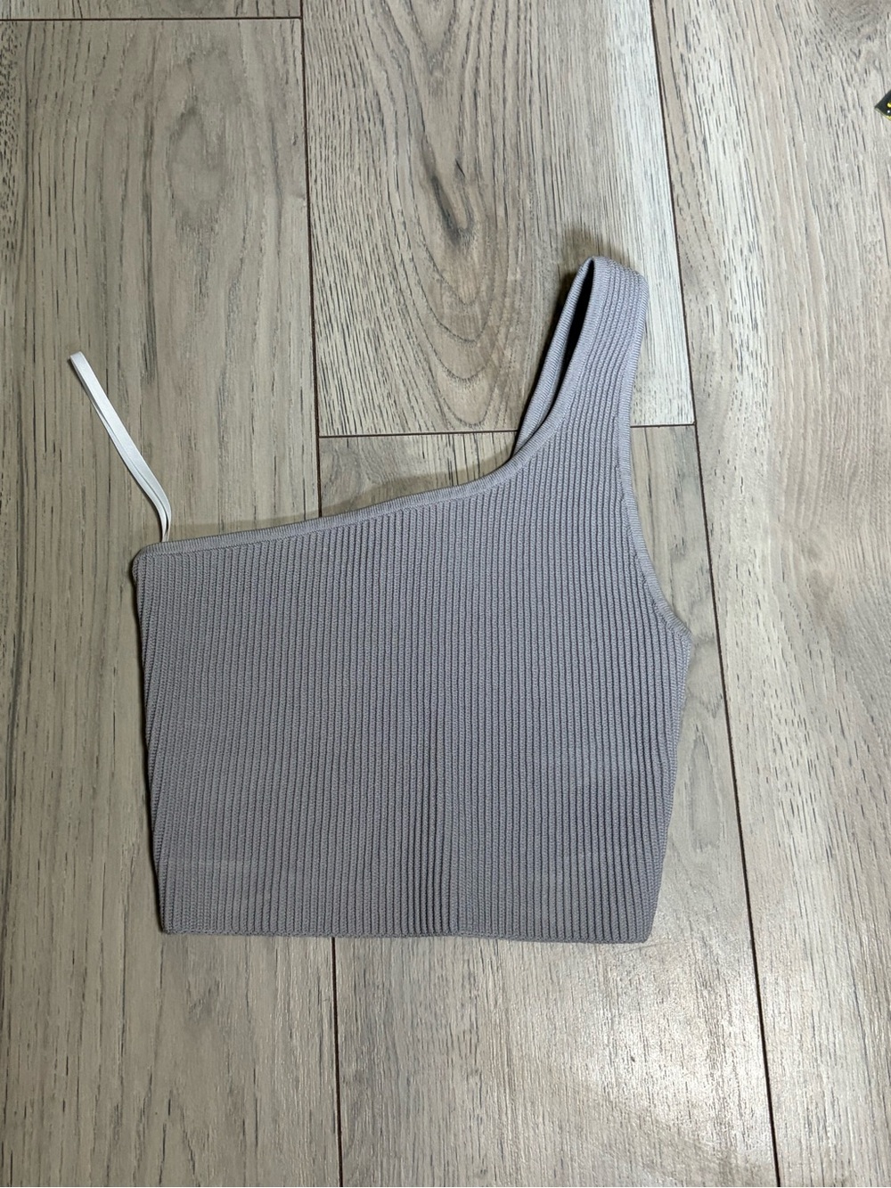 Babaton One-Shoulder Ribbed Crop Top - Taupe Gray